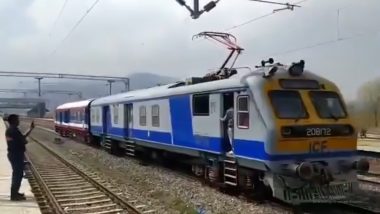 Jammu and Kashmir: Railways Conduct First Trial Run of Electric Train From Baramula to Budgam (Watch Video)