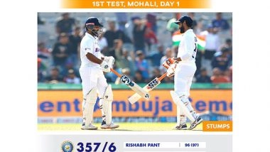 Sports News | Ind Vs SL, 1ST Test: Pant and Vihari's Knocks Help Hosts Post 357/6 at Stumps on Day-1