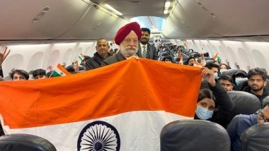 World News | Operation Ganga: Hardeep Singh Puri Reaches Delhi with Last Batch of Students from Budapest
