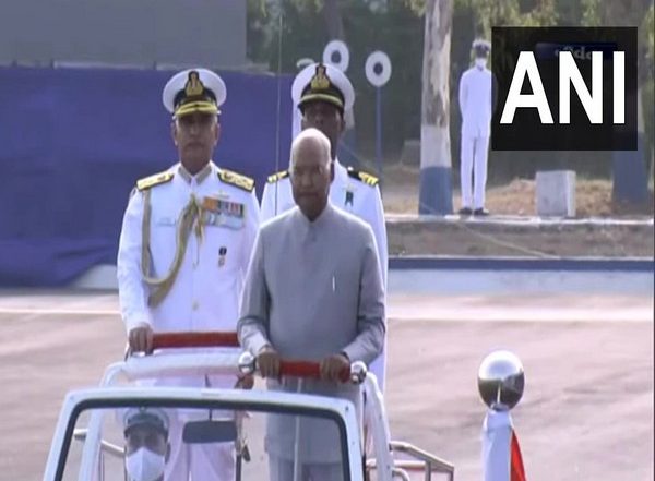India News | Ram Nath Kovind Presents 'President's Colour' to INS Valsura