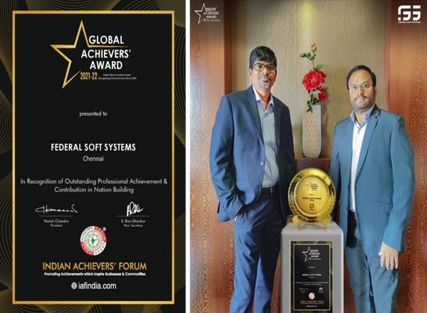 Business News | Federal Soft Systems is Recognized as Global Achievers by Indian Achievers Forum