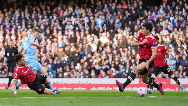 Manchester City 4–1 Manchester United, Premier League 2021-22 Video Highlights: Riyad Mahrez, Kevin De Bruyne Help Champions Gain Bragging Rights in Derby