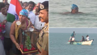 Autism-Affected Girl Jiya Rai Creates History, Swims From Sri Lanka to Dhanushkodi in 13 Hours (See Pictures)