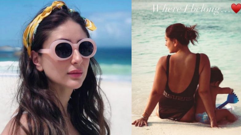 Kareena Kapoor Khan Chills by the Seashore in Black Monokini With Son Jeh Ali Khan in the Maldives!