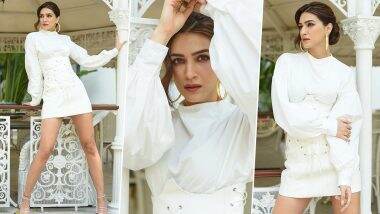 Kriti Sanon Is a Sight to Behold in an All-White Look for Bachchhan Paandey Promotions (View Pics)