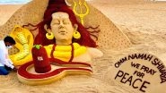 Maha Shivratri 2022 Sand Art Made With 23,436 Rudraksha! Artisan Sudarsan Pattnaik Creates Lord Shiva Sculpture With &lsquo;We Pray for Peace&rsquo; Message (Pics and Video)