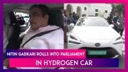 Nitin Gadkari, Union Roadways Minister, Rolls Into Parliament In Hydrogen Car