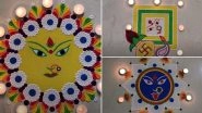 Chaitra Navratri 2022 Rangoli Designs & HD Images: Beautiful Maa Durga Rangoli and Floral Patterns To Decorate Your Home on Vasant Navratri (Watch Videos)