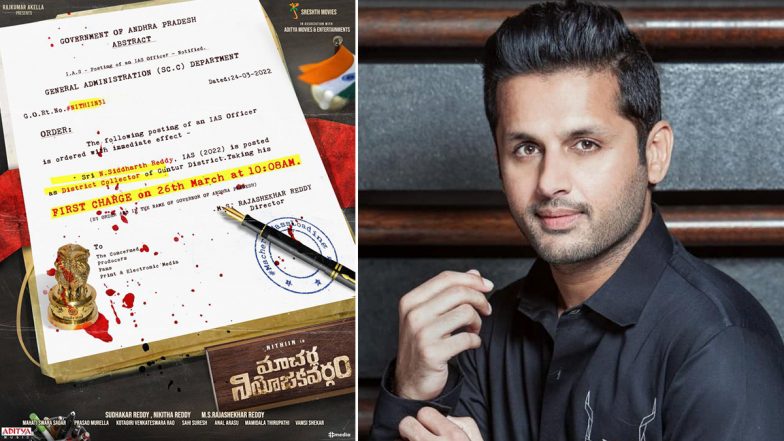 Macherla Niyojakavargam: First Look Poster of Nithiin and Krithi Shetty’s Telugu Film To Be Unveiled on March 26!