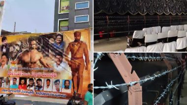 RRR: Ahead of Ram Charan and Jr NTR's Film Release, Theatre in AP Puts Up Barbed Wires and Fences to Prevent Chaos (View Pics)