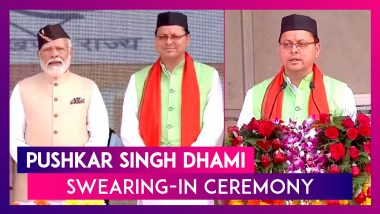 Pushkar Singh Dhami Swearing-In Ceremony: The BJP Leader Takes Oath As The Chief Minister Of Uttarakhand For A Second Term
