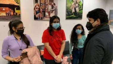 World News | Operation Ganga: Scindia Interacts with Indian Students at Bucharest Airport, Assures Them of Their Quick Departure