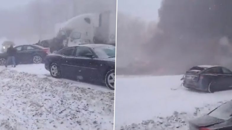 Pennsylvania Snow Squall: Man's Live Stream on Facebook Captures Pileup of Vehicles (Watch Video)