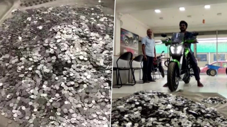 Tamil Nadu Youth Buys Rs 2.6 Lakh Bike With Re 1 Coins Collected Over Three Years (See Pictures)