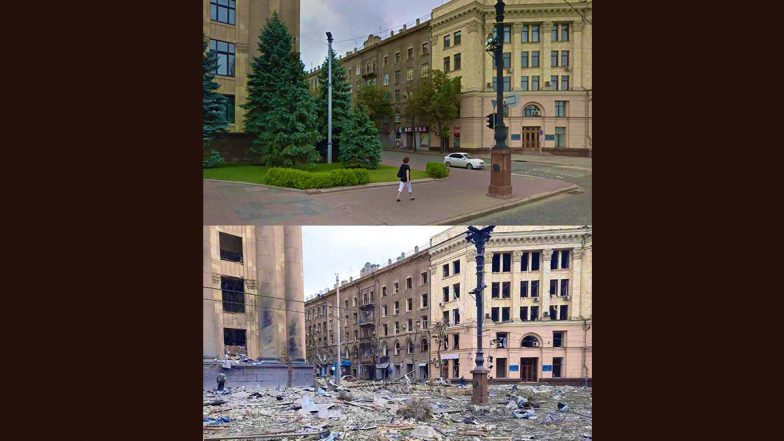 Viral Before And After Photo of Kharkiv Shows Destruction And Devastation in Ukraine After Russia Attack