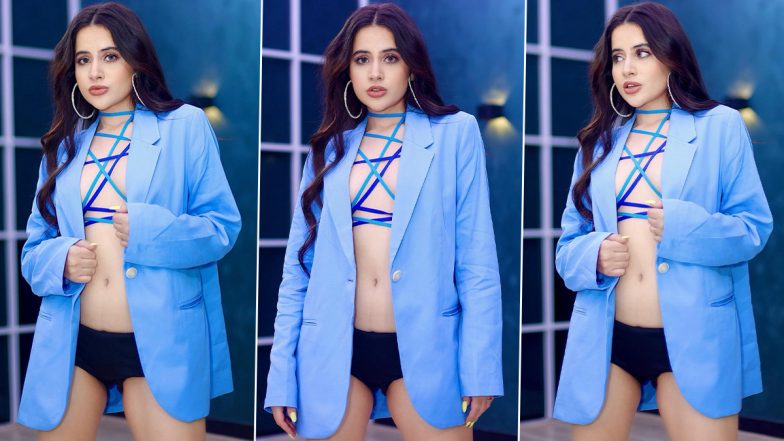 Urfi Javed Pairs a Baggy Jacket With a String Top and Black Bottoms As Her Latest OOTD (View Pics)