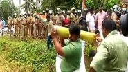 India News | Kerala: Congress Workers, Locals Throw SilverLine Survey Stones in Pond