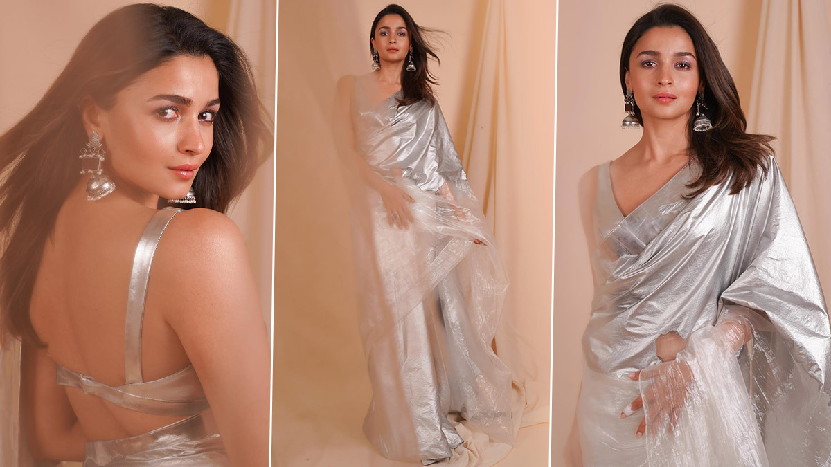 Alia Bhatt in chiffon saree and show-stealer bustier blouse, Ranveer Singh  in grey suit serve fashion excellence: Watch