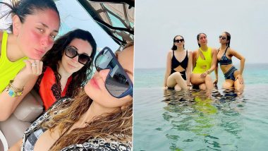 Kareena Kapoor Khan, Sister Karisma Kapoor and Natasha Poonawalla Raise the Temperature As They Pose in Sexy Swimsuits From Their Maldives Vacation! (View Pics and Video)