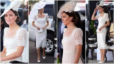 Kate Middleton, Duchess of Cambridge Stuns in Her White Alexander McQueen Lace Dress During Her Jamaica Tour