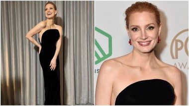 Jessica Chastain is a Sight to Behold in Her Classic Black Miu Miu Gown