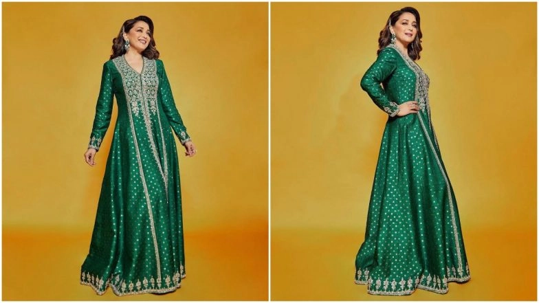 Madhuri Dixit in Her Green Anita Dongre Anarkali is Making us Say 'Maar Dala'