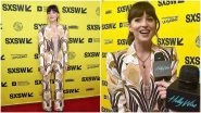 Dakota Johnson Goes Bold in a Printed Gucci Suit With a Sexy Nude Coloured Bodysuit