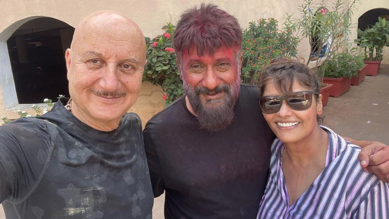 Anupam Kher Celebrates Holi With The Kashmir Files Director Vivek Agnihotri And Co-Star Pallavi Joshi (View Pics)