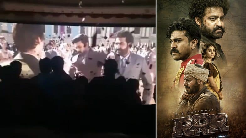 RRR: Fans Go Berserk in the Theatre After Watching Ram Charan, Jr NTR on the Big Screen (Watch Viral Video)