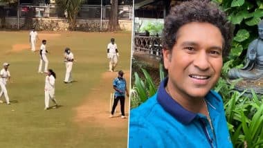 Sachin Tendulkar Reacts After Boys and Girls Play Cricket Together At MIG Club in Mumbai (Watch Video)