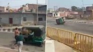 Uttar Pradesh Shocker: Speeding Autorickshaw Overturns as Locals Throw Water Balloons at Three-wheeler in Baghpat (Watch Video)
