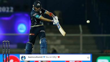 Brendon McCullum, KKR Head Coach, Lauds Shubman Gill After Youngster’s 96-Run Knock in PBKS vs GT IPL 2022 Clash (See Post)