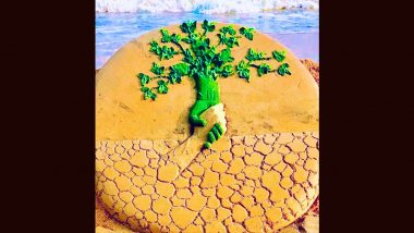 Earth Day 2022 Sand Art: Sudarsan Pattnaik Creates Incredible Sculpture at Puri Beach To Mark The Global Event!