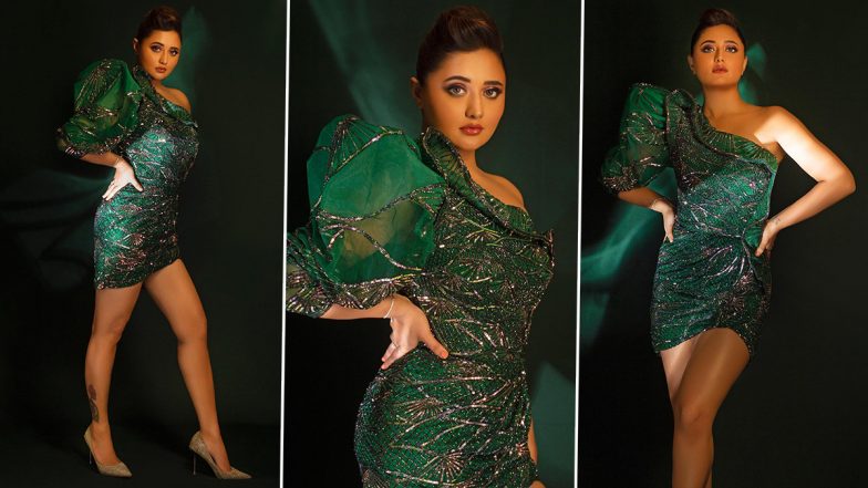 Rashami Desai Raises the Temperature in a Shimmery Green Off-Shoulder Sequin Dress (View Pic)