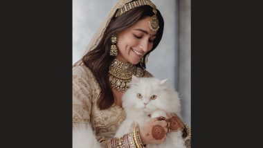 Alia Bhatt Poses With Her Pet Cat As She Shares More Photos in Her Wedding Outfit (View Pics)