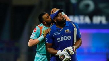 Krunal Pandya Kisses Kieron Pollard After Dismissing him in LSG vs MI IPL 2022 Match (Watch Video)