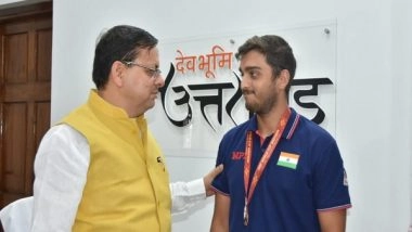 Sports News | International Shooter Shapath Bharadwaj Felicitated by Uttarkhand CM Dhami