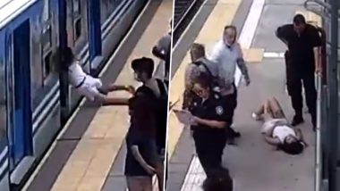 Woman Faints and Falls off Railway Platform Under Moving Train in Buenos Aires, Survives Unharmed; Watch Shocking Video