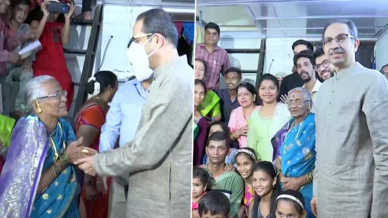 Maharashtra: CM Uddhav Thackeray Along With Family Meets Elderly Shiv Sena Worker Chandrabhaga Shinde at Her Home (See Pics)