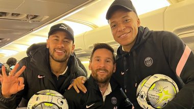 Kylian Mbappe Shares Picture With Lionel Messi and Neymar Following PSG’s 6–1 Win Over Clermont Foot