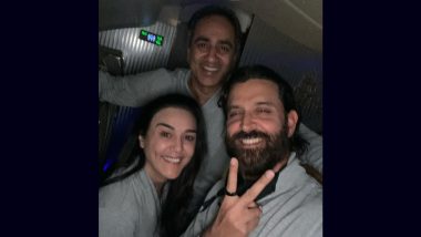 Preity Zinta Shares Inflight Selfie With Hrithik Roshan; Thanks Him for ‘Helping Out With Jai N Gia’ on a Long Flight (View Post)