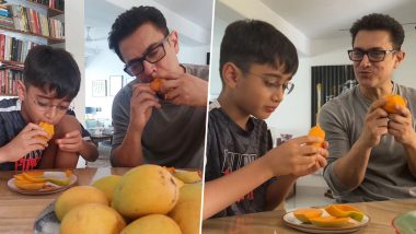 Aamir Khan and His Son Azad Enjoy Father-Son Bonding Thanks to Some Delicious Mangoes (View Pics)