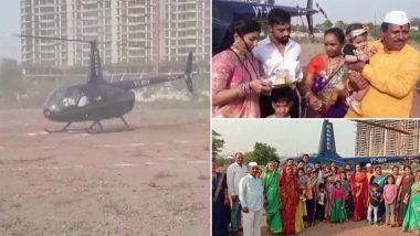 Pune: Farmer Hires Helicopter To Bring Home New-Born Granddaughter in Balewadi (See Pics)