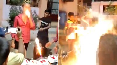 Viral Video Shows Ambernath Man Suffering Minor Burn Injuries After Birthday Candle Blows Up on Him