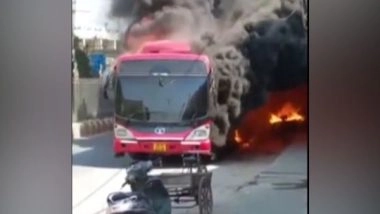 India News | DTC Bus Catches Fire in Delhi's Mahipalpur, No Casualty