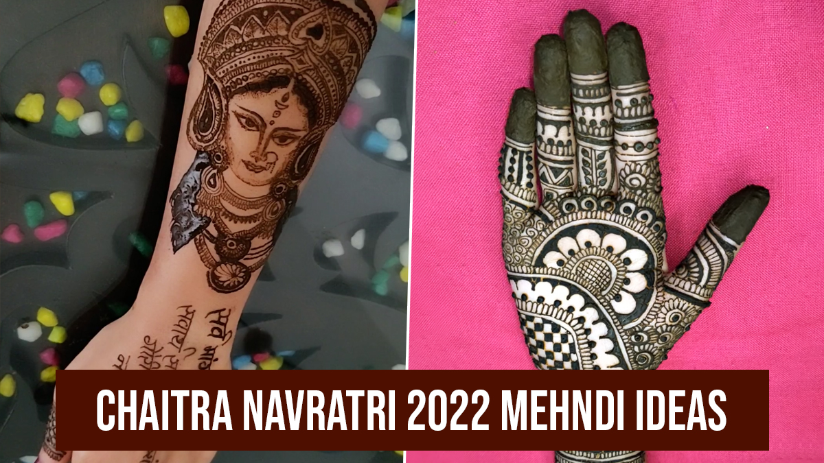 New Mehndi Designs for Navratri 2022: Simple Maa Durga Mehandi Designs and  Festive Henna Patterns To Celebrate Nine Nights of Goddess Shakti (Watch  Videos) | 🙏🏻 LatestLY