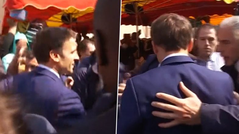 Tomatoes Hurled at French President Emmanuel Macron (Watch Video)