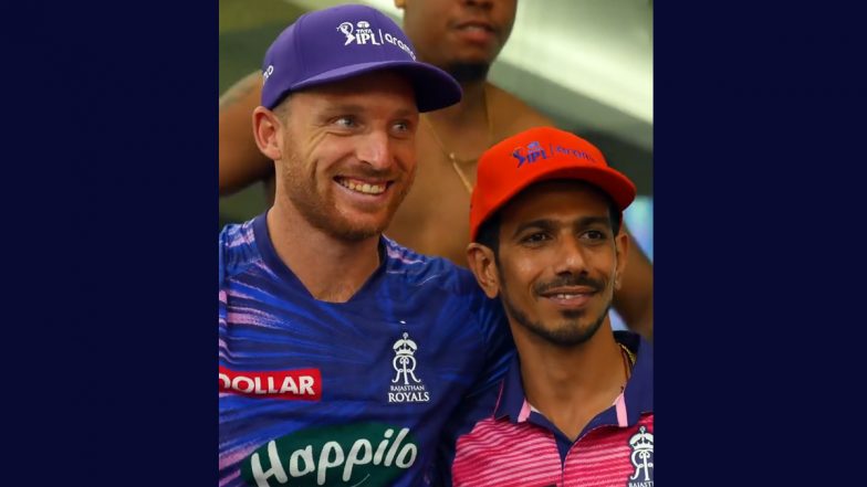 Yuzvendra Chahal, Jos Buttler Swap Purple and Orange Caps in RR Dressing Room After Victory Over LSG in IPL 2022 (Watch Video)