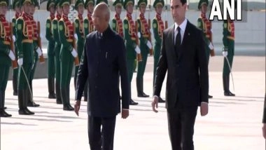 World News | President Kovind Lands in Turkmenistan, Receives Guard of Honour on Arrival