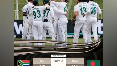 Sports News | SA Vs Ban, 1st Test: Simon Harmer's All-round Show Puts Proteas on Top, Bangladesh Trail by 269 Runs (Stumps, Day 2)